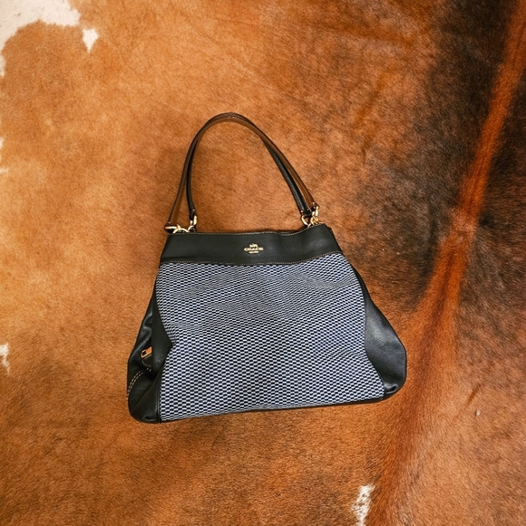 Coach Lexy Navy Blue Leather Satchel Multi Compartment Like New Luxury - Picture 2 of 10